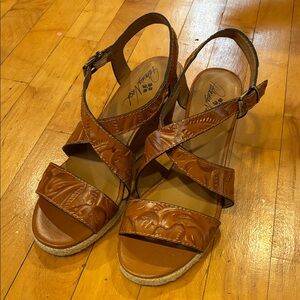 Patricia Nash Brown Leather Wedges